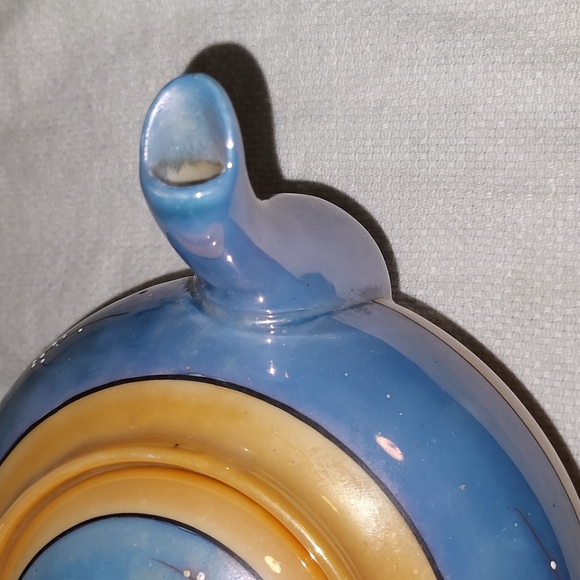 Takito Japan Lusterware Porcelain Hand Painted Teapot periwinkle peach luster - Picture 5 of 12